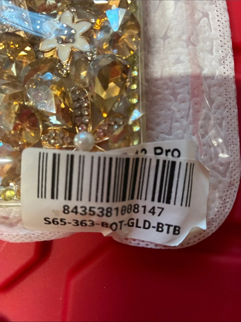 Decorative Gold Rhinestone iPhone 13 Pro Case - Bling Jewel Accents